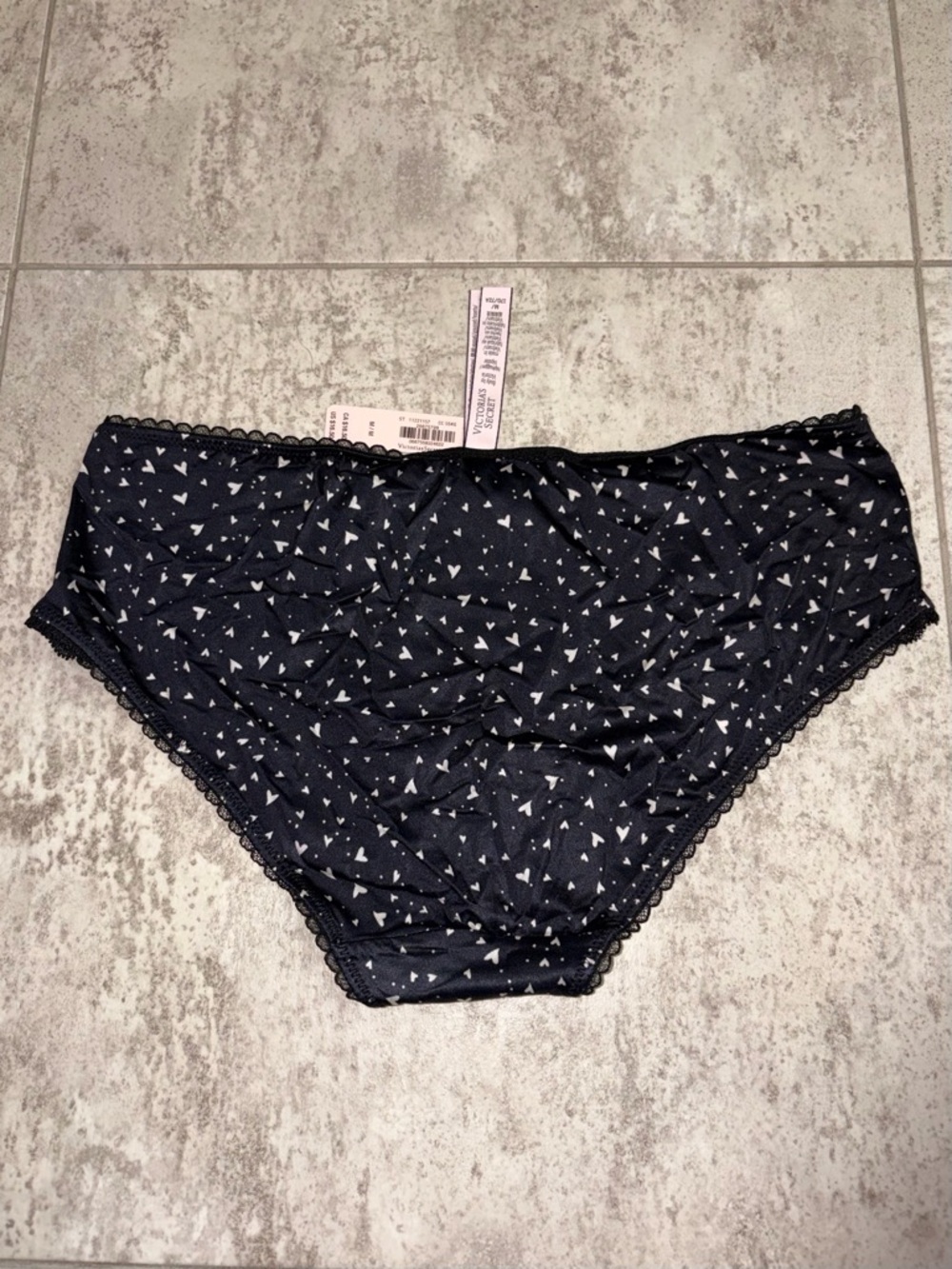 NWT Victoria's Secret Black Bikini Panty with White Heart Print - Picture 5 of 9